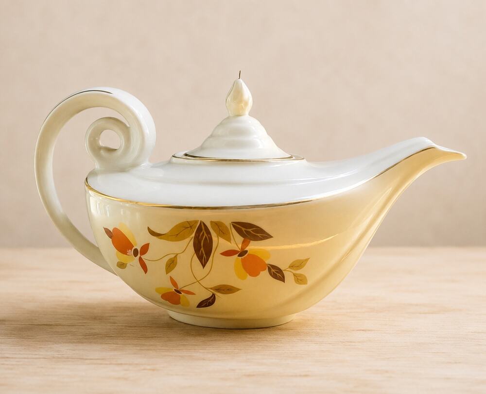 Vintage Hall's Superior Aladdin Autumn Leaf Teapot 22K Gold
